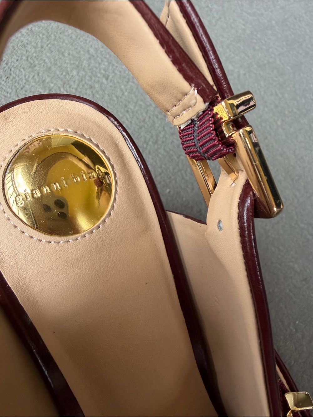 Gianni Bini Maroon Leather Sonata Slingback Mary Jane Pump 8M Chunky NWOB - Picture 7 of 13